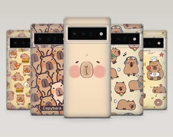 Capybara Phone Case Adorable Cute Animal Cover for Google Google Pixel 9, 9Pro, 8A, 7Pro, 6A, Samsung S25, S24, S23, A16, A55, iPhone 16, 15