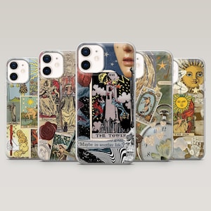 Tarot Card Phone Case Astrology Card Collage Cover for iPhone 17Pro, 16, 15, 14, 13, 12, Samsung S25, S24, S23Fe, S22, A16, A56, Pixel 10, 9