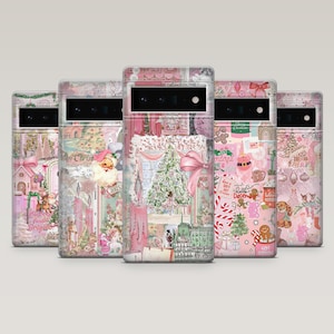 Christmas Phone Case Light Pink Christmas Tree Cover for Google Pixel 10, 10Pro, 9, 9Pro, 8A, 8, 7A,Samsung S25, S24, S23, A16, iPhone 16,15