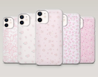 Roze bloem telefoonhoesje lichtroze bloemen hoes voor iPhone 17Pro, 16, 15, 14, 13, 12, Samsung S25, S24, S23, S22, A16, A26, A56, Pixel 10, 9