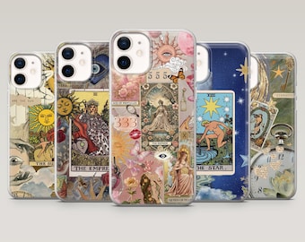 Tarot Card Phone Case Astrology Witch Card Cover for iPhone 17Pro, 16, 15, 14, 13, 12, Samsung S25, S24, S23Fe, S22, A16, A26, Pixel 10,9Pro