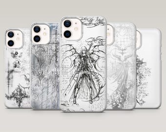 Funda blanca gótica para teléfono con diseño de cibersilencio gótico para iPhone 17 Pro, 16, 15, 14, 13, 12, Samsung S25, S24, S23, S22, A16, A26, A56, Pixel 10, 9
