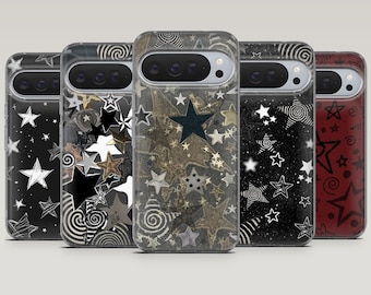 Grunge Star Phone Case Gothic Y2K Star Cover för Google Pixel 10, 10Pro, 9, 9Pro, 8A, 8, 7A, Samsung S25, S24, S23, A16, iPhone 17, 16