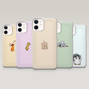 Custodia per telefono con motivo animale, custodia minimalista kawaii per iPhone 16 Pro, 15, 14, 13, 12, Samsung S25, S24, S23Fe, S22, A16, A55, A25, Pixel 9Pro