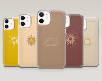 Soltelefonskal Minimalistiskt Astrologi Sunshine-fodral för iPhone 16 Pro, 15, 14, 13, 12, Samsung S25, S24, S23Fe, S22, A16, A25, Pixel 9Pro, 8A
