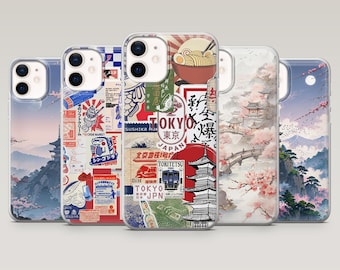 Japanskt estetiskt telefonskal med asiatisk japansk konst för iPhone 17Pro, 16, 15, 14, 13, 12, Samsung S25, S24, S23Fe, S22, A26, A56, Pixel 10,9