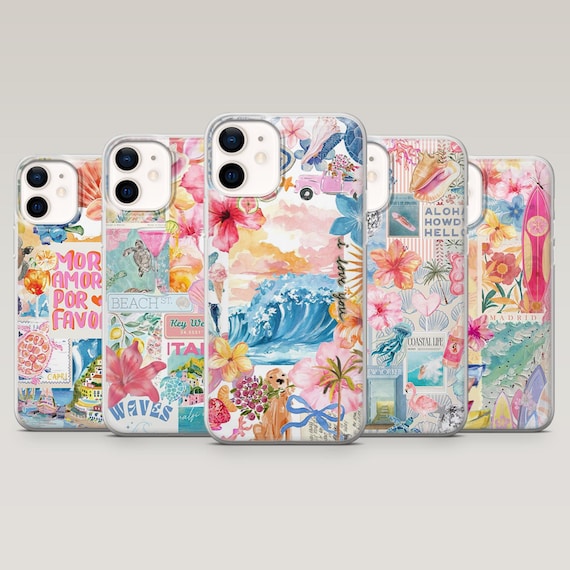 Beachy Phone Case Summer Surf Cover for iPhone 16 Pro, 15, 14, 13,12, Samsung S25+, S23Fe, S24Ultra,S22,A16,A55,Pixel 9Pro