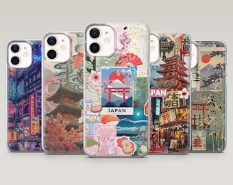 Japan Aesthetic Phone Case Japanese Asian Art Cover voor iPhone 16 Pro, 15, 14, 13, 12, Samsung S25, S24, S23Fe, S22, A16, A55, Pixel 9