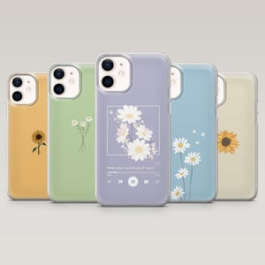 Custodia minimalista con motivo floreale a margherita per iPhone 16 Pro, 15, 14, 13, 12, Samsung S25, S24, S23Fe, S22, A16, A55, Pixel 9