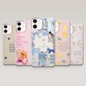 Bibel Vers Handyhülle Christian Jesus Cover für iPhone 16 Pro, 15, 14, 13, 12, Samsung S25, S24, S23Fe, S22, A16, A55, A25, Pixel 9Pro, 8A
