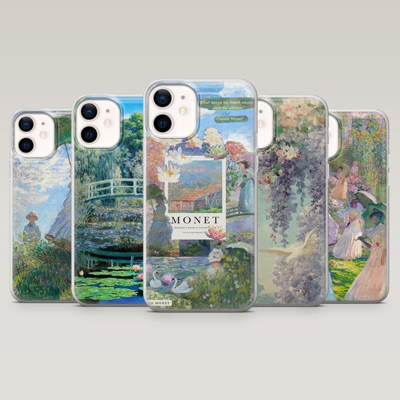 Claude Monet Phone Case Monet Famous Art Cover for iPhone 16 Pro, 15, 14, 13, 12, Samsung S25, S24Fe, S23, S22, A16, A25, Pixel 9Pro, 8A