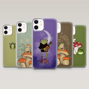 Witchy Frog Phone Case Cute Frog Mushroom Cover for iPhone 16 Pro, 15, 14, 13, 12, Samsung S25+, S23Fe, S24Ultra, S22,A16,A55,Pixel 9Pro