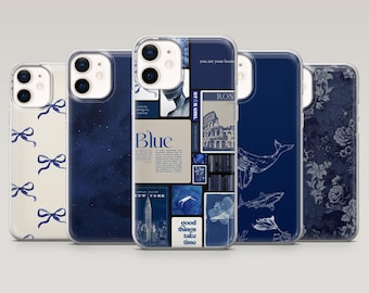Navy Blue Phone Case Navy Aesthetic Blue Cover for iPhone 16 Pro, 15, 14, 13, 12, Samsung S25, S24, S23Fe, S22, A16, A55, A25, Pixel 9Pro,8A