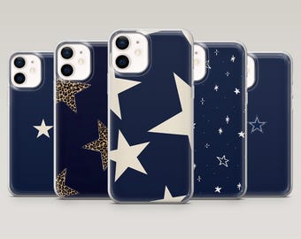 Navy Blue Phone Case Aesthetic Blue Star Cover für iPhone 16 Pro, 15, 14, 13,12, Samsung S25+, S23, S24, S22, A16, A55, Pixel 9Pro, 8A
