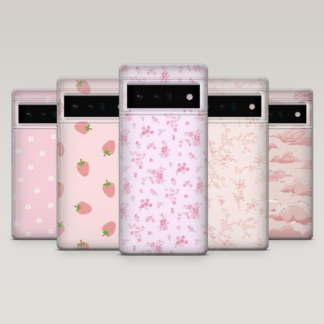 Light Pink Phone Case Cute Floral Girly Aesthetic Cover for Google ...