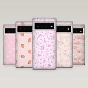 Hellrosa Handyhülle Niedliche Floral Girly Ästhetische Abdeckung für Google Google Pixel 9,9Pro,8A,7Pro,6A,Samsung S25,S24,S23,A16,A55,iPhone 16 Pro