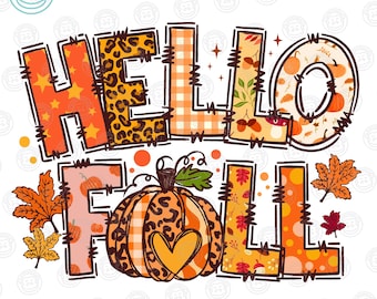 Hallo herfst, png, herfstpompoenontwerp (digitale download)