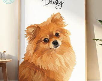 Custom Dog Portrait from Photo, Personalized Dog Illustration with Name (Digital File)