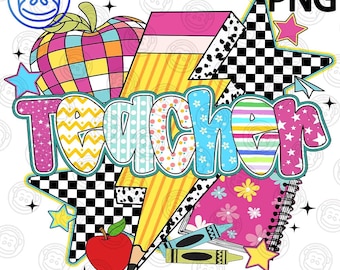 Retro Teacher PNG, Back To School Design (Digital Download)