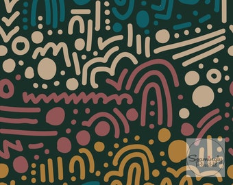 Abstract shapes seamless pattern, fabric design, abstract shapes, digital download, seamless design