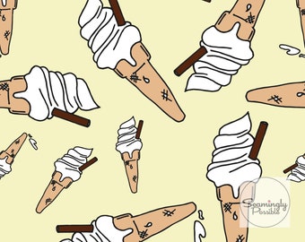 summer seamless pattern, ice cream design in vanilla yellow colour, digital design for fabric and paper printing