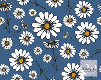 Blue Daisy Digital Seamless pattern for Fabrics and wallpapers, seamless digital file, print your own