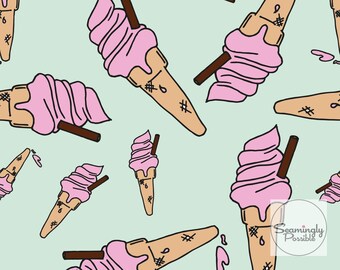 Seamless Pattern, Mint Ice creams, Summer pattern, digital summer design