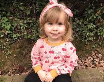 Baby sweatshirts in organic cotton cherry print, baby clothes, baby tops