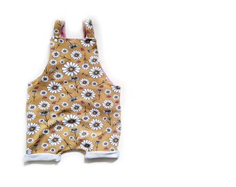 Daisy Shortie romper, dungaree style, children's shortie romper