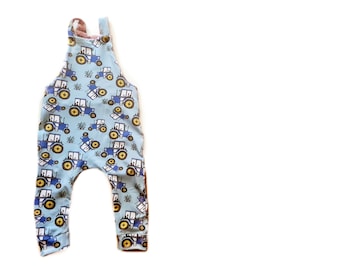 Tractor Overalls,  dungaree romper, baby clothes uk, childrens romper