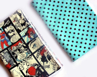 Superheroes and spots burp cloths, set of 2