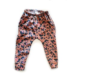 Leopard print Pocket joggers, baby trousers, pants, baby clothes uk