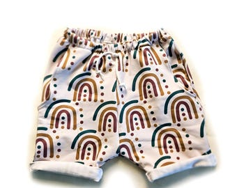 Childrens Pocket Shorts, summer shorts, rainbow shorts, Boys and Girls shorts, rainbow baby, baby clothes uk