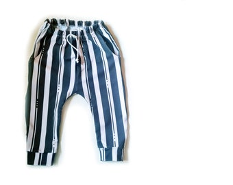 Baby clothes, striped pocket trousers, monochrome, kids clothes, children's trousers