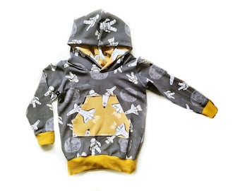 Grey Spaceman Hoodie, toddler hooded sweatshirt, baby clothes
