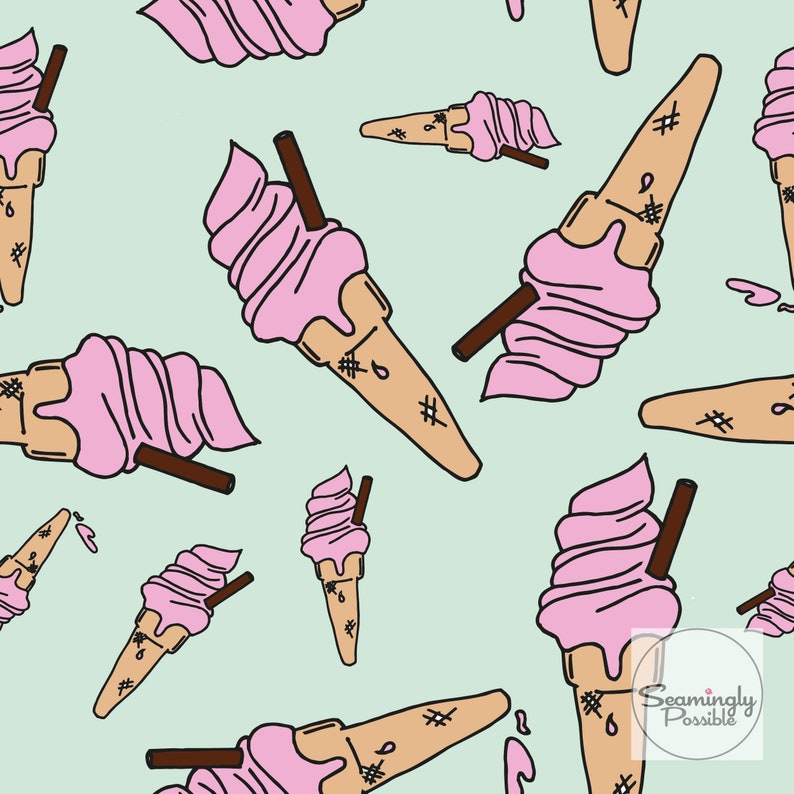 Seamless Pattern, Mint Ice creams, Summer pattern, digital summer design image 1