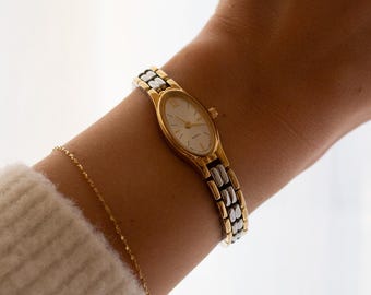 Reloj chapado en oro de 18 quilates de inspiración vintage | Reloj de pulsera de estilo clásico | Reloj elegante y minimalista para mujer | Reloj retro | Reloj de mujer | Reloj retro