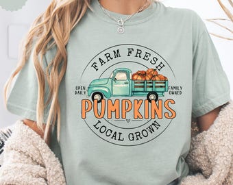 Farm Fresh Pumpkins Comfort Colors T-Shirt, Fall Pumpkin Patch Tee, Vintage Truck Tshirt,  Farmers Market T Shirt, Fall Season Lovers Gift