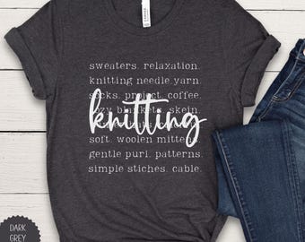 Knitting Tshirt, Yarn Lover T-Shirt, Knitting Words Tee, Trendy Knitters Club Shirt, Gift for Knitter, Knitters T Shirt, Knitting Lover Gift