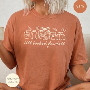 Fall Reading T-Shirt, Bookish T Shirts, Book Lovers Tshirt, Fall Readers Gifts, Comfort Colors Fall Doodles Reading Tee, Literary Girl Shirt