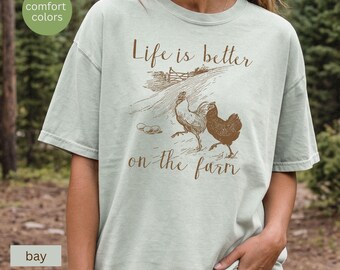 Comfort Colors Farming Tshirt, Chicken Mom Shirt, Trendy Gift For Egg Farmer, Homesteaders Graphic Tee, Homestead Mom Country Life T-shirt