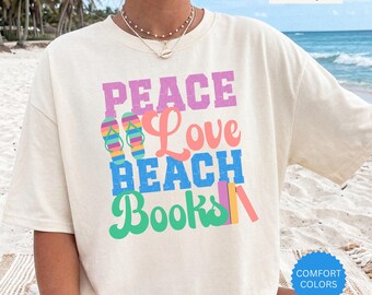 Summer Reading Tshirt, Comfort Colors Bookish Beach Vacation Tee, Reading Teachers Gift, Book Readers Gift, Groovy Summer Book Club Shirt