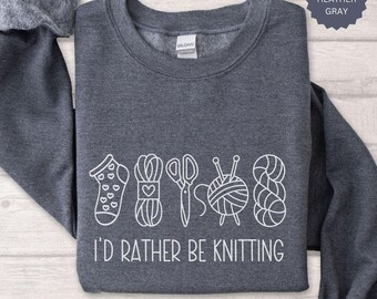 Knitting Sweatshirt, Minimalist Knitting Mom Sweater, Cute Knitting Doodles Shirt, Knitter's Gift, Knitting Club Shirt, Yarn Lover Crewneck
