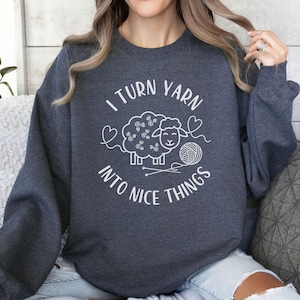 Knitting Sweatshirt, Cute Sheep Sweater, Funny Knitter Shirt, Yarn Lover Gift, Trendy Womens Knitting Pullover, Knitters Club Crewneck Shirt