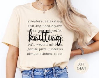 Knitting Tshirt, Yarn Lovers Tee, Trendy Knitters Gift, Knitting Club T-Shirt, Womens Knitting Lovers Gift, Knitting Words Shirt