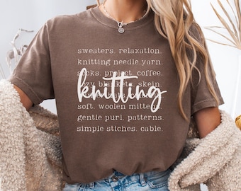 Knitting Tshirt, Yarn Lover Shirt, Comfort Colors®, Knitting Words Tee, Cute Knitter Gift, Knitting Club Crewneck, Knitters T-shirt Women