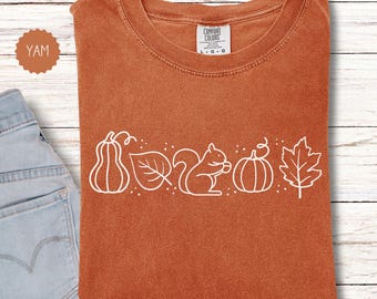 Womens Fall T-Shirt, Comfort Colors, Autumn Doodles Tshirt, Fall Doodles Shirt, Fall Teacher Gift, Cute Thanksgiving Tee, Cozy Season TShirt