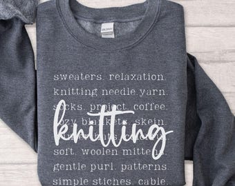 Knitting Sweatshirt, Yarn Lover Sweater, Knitters Gift, Knitting Mama Shirt, Trendy Womens Knitting Words Pullover, Knitters Club Crewneck