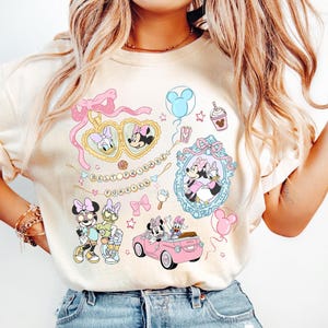 Retro Coquette Bows Minnie and Daisy shirt, Disney With My Bestie, Disney Girls Trip shirts, WDW Magic Kingdom Disneyland Matching Girls Tee