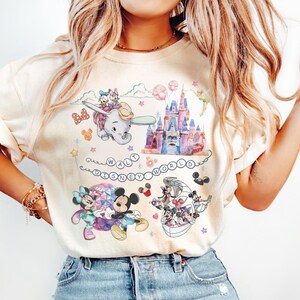 Retro Walt Disneyworld Castle Shirt, Watercolor Mickey and Friends Shirt, WDW Magic Kingdom Shirt, Disney 2025 Trip, Disney Family Shirt